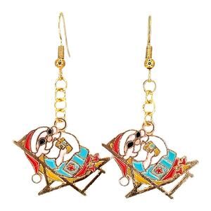 Christmas in July Beach Santa Earrings Holiday Dangle Jewelry